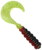 2" Hot Grubs Twister Tails Crappie Walleye Bass Fishing 50 Pack (Black/Red Char Sparkle) #22