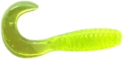Teaser Tail 1.5" Soft Plastic Fishing Lure, Curly Tail Grub Worm Bait ~ 50 pk ~ Choose Your Color (Chartreuse)