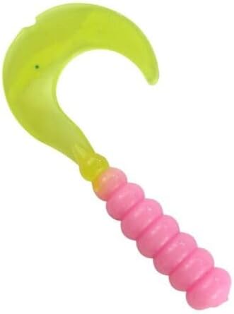 2" Hot Grubs Twister Tails Crappie Walleye Bass Fishing 50 Pack (Bubble Gum Chartreuse) #21