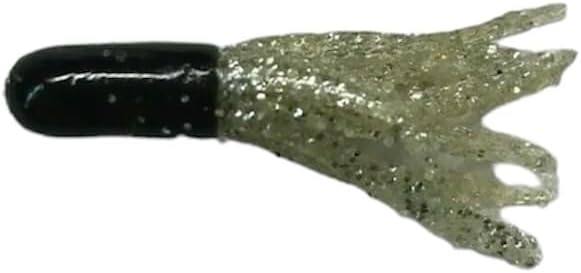 New 50 pk 1.5" Southern Crappie Pro Fishing Tube Jig Skirts Perch Bluegill Bream All-Purpose Freshwater Equipment Saltwater Lure Bait Kit Little Hustler (Black Clear Sparkle)