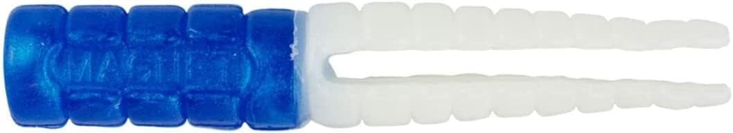 Crappie Magnet 50-Pack Split-Tail Grub Body Pack, One of The Top Vertical Fishing Jigs for Crappie, Freshwater Fishing Accessories, Blue/White