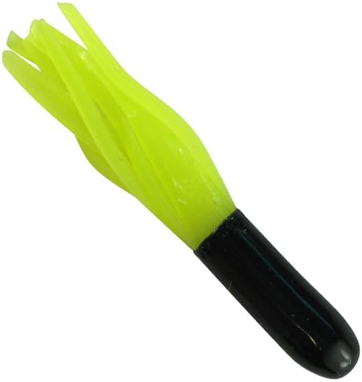 New 50 pk 1.5" Southern Crappie Pro Fishing Tube Jig Skirts Perch Bluegill Bream All-Purpose Freshwater Equipment Saltwater Lure Bait Kit Little Hustler (Black/Chart Glow GH03)