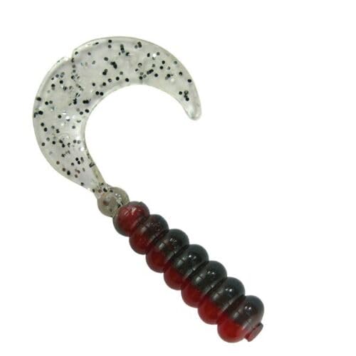 2" Hot Grubs Twister Tails Crappie Walleye Bass Fishing 50 Pack (Black/Chartreuse Sparkle) #32