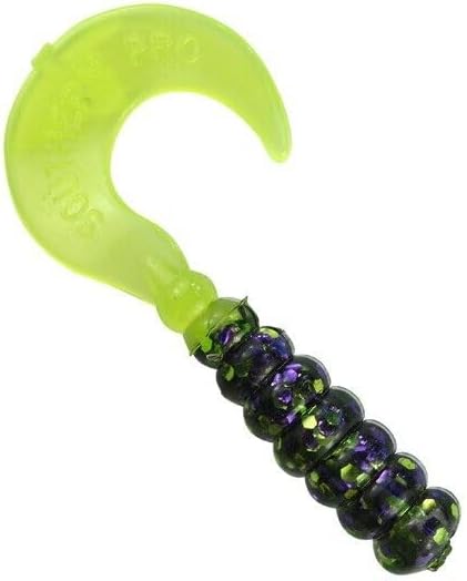 2" Hot Grubs Twister Tails Crappie Walleye Bass Fishing 50 Pack (Wildcat Chartreuse) #18