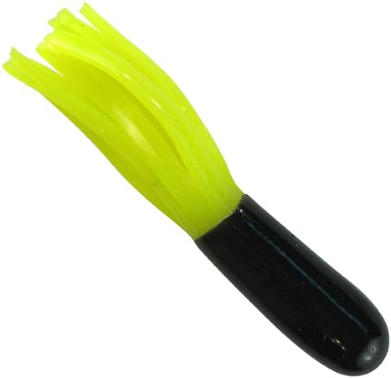Southern Crappie Pro 2.5 Inch Fishing Tube Jig Skirts, Chartreuse and Black, 10 Pack, Freshwater Saltwater Lure Bait for Crappie Perch Bluegill Bream (Black Chartreuse)