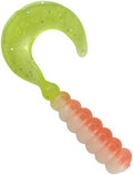 2" Hot Grubs Twister Tails Crappie Walleye Bass Fishing 50 Pack (Orange Chartreuse Crush) #23