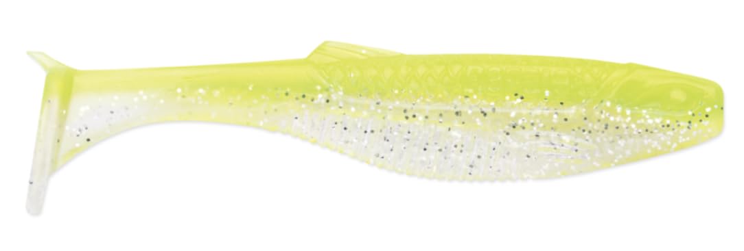 Lunker Soft Plastic Fishing Lure, Atomic Chicken, Ribster Body with Paddle Tail, 10 per Bag, 4.5"