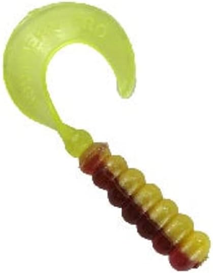2" Hot Grubs Twister Tails Crappie Walleye Bass Fishing 50 Pack (Yellow Jacket) #24