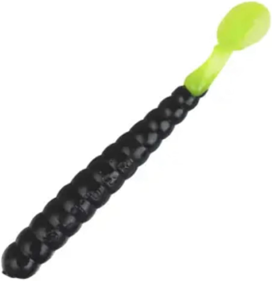 Slider CB Bass Grub 3" 10ct Black/Chartreuse Tail