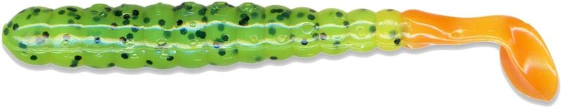 Slider Bass Grub 3" 10ct Chartreuse/Orange Tail
