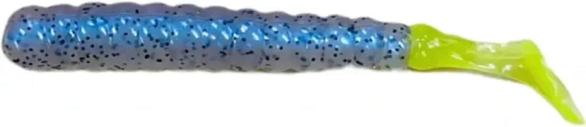 Slider, Soft Plastic Fishing Lure, Funky Monkey with Chartreuse Tail, Paddle Tail Swimbait 3" Bass Grub