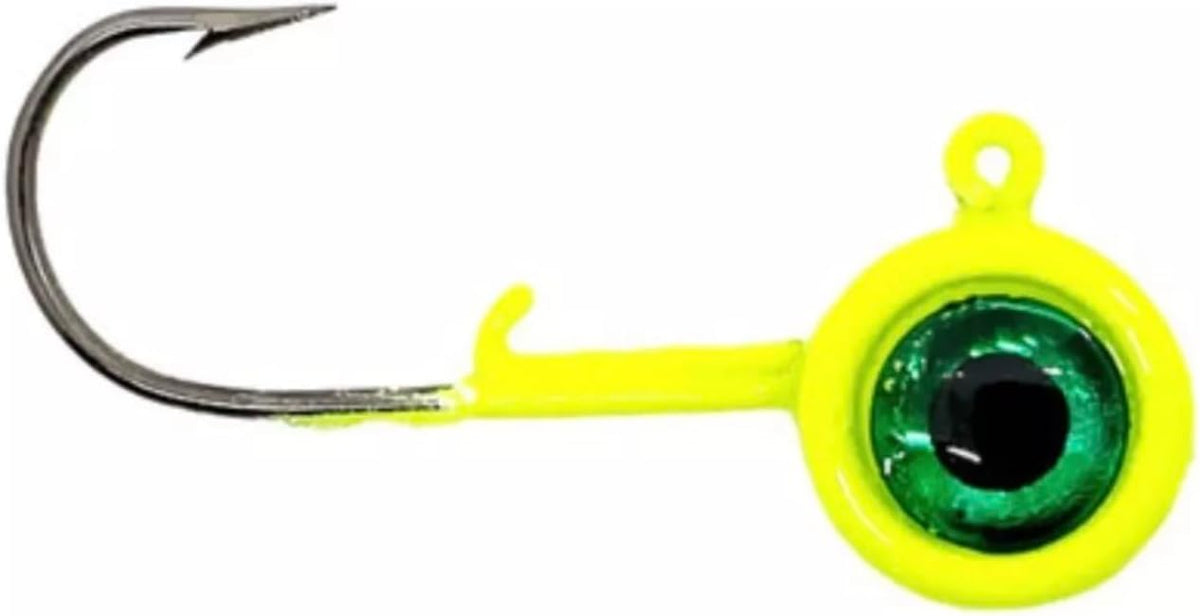 AC Crappie Big Eye Jig Heads ~ Choose Color & Size ~ 8 Pack (Chartreuse, 1/16 oz)