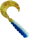 2" Hot Grubs Twister Tails Crappie Walleye Bass Fishing 50 Pack (Blue White Chartreuse Red Sparkle) #54