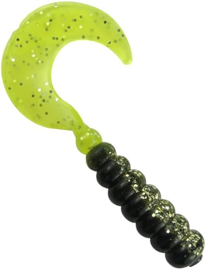 2" Hot Grubs Twister Tails Crappie Walleye Bass Fishing 50 Pack (Black Gold Shiner) #41