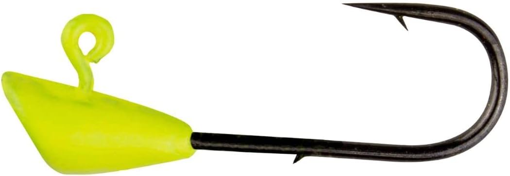 Trout Magnet Jig Heads - 1/64 oz Chartreuse 25 Pack - Shad Dart Head Shape Hook with Lure Body Securing Barb - Balanced Jigs and Hooks for Trout Crappie Bass Panfish - Freshwater Saltwater Fishing