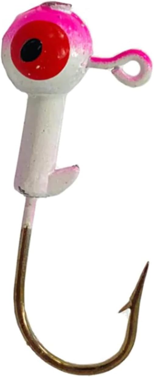 Head Hunter 1/24oz Painted Round Head Jig 10pk (White/Hot Pink)