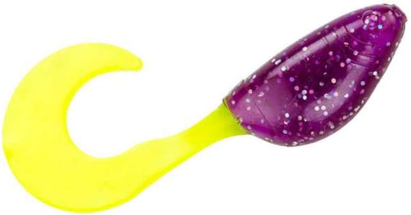 Strike King Mr Crappie Shadpole Curlytail Chart, Junebug Chartreuse (MRCSPCT-188)