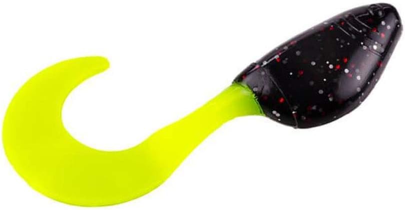 Strike King Mr. Crappie Shadpole Curlytail,Tuxedo Black Chartreuse, 0.055