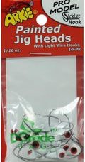 Arkie Lures PSH-116-1 Painted Sickle Style Hook Jig Heads - #1 White- 1/16 o
