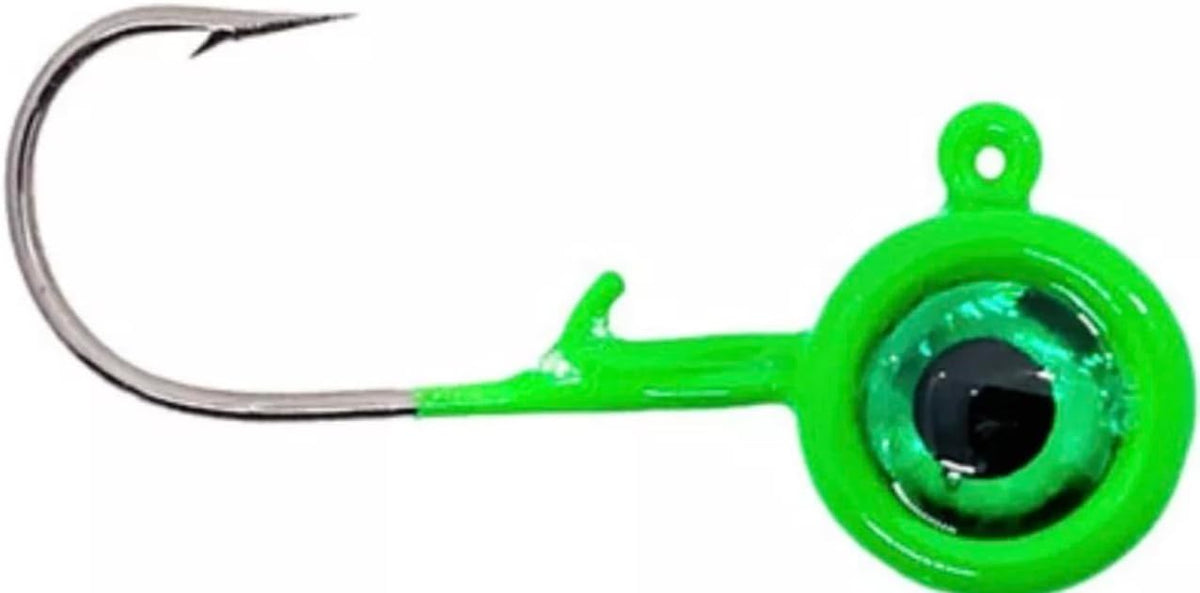 AC Crappie Big Eye Jig Heads ~ Choose Color & Size ~ 8 Pack (Green, 1/32 oz)