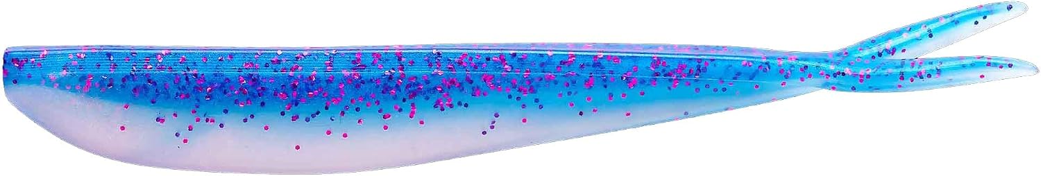 Lunker City Fishing Fin-S Fish 2.5" Split Tail Soft Plastic Jerk Bait Minnow Original Walleye and Bass Lure, 20 Per Bag, Made in The USA - 197 Ballzy Blue