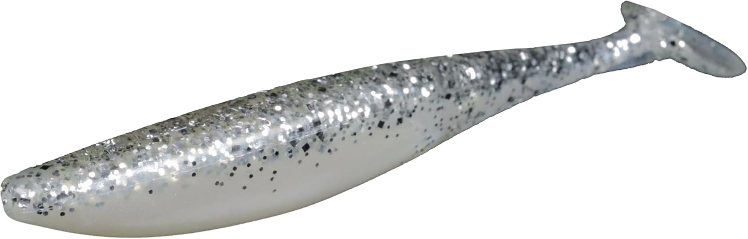 Lunker City Fishing 5" SwimFish Swimbait with Tail Soft Plastic Bass Lure Swimming Action Swim Bait, 4 Per Bag, Made in The USA - 132 Ice Shad