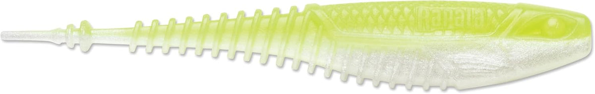 CrushCity Freeloader Soft Plastic Swimbait Minnow, Natural Swimming Action for Jig Heads & Multi-Species Bass Fishing, 4-1/4", Chartreuse Pearl