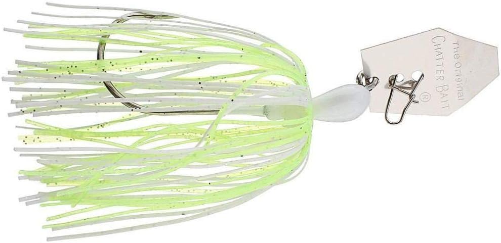 Z-MAN CB38-09 Chatterbait Original Lures, 3/8 oz Weight, 5/0 Hook, Chartreuse/White, per 1