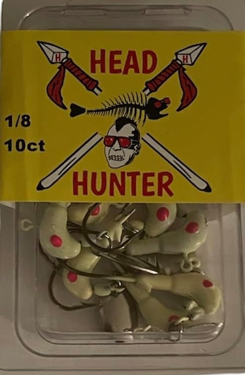 Head Hunter Horse Head jig Hooks with Spinner Blade 1/8 oz 10 ct (White)