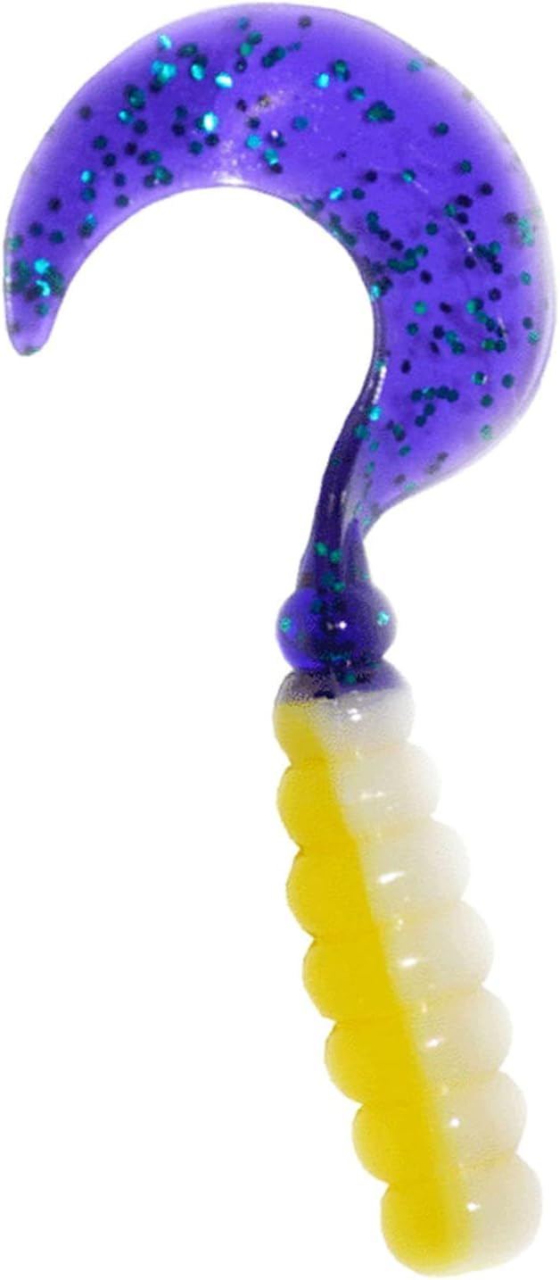 2" Hot Grubs Twister Tails Crappie Walleye Bass Fishing 50 Pack (New Acid Rain/June) #9