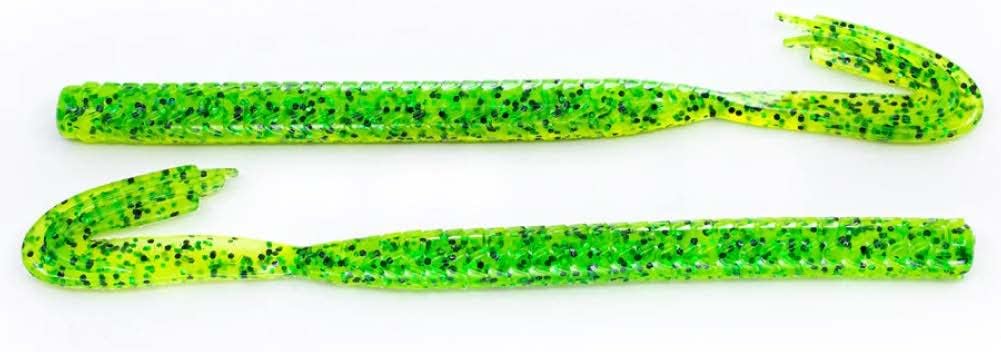 Googan Squad Baits Blazin Worm - Swimming Speed Worm (Chartreuse Pepper Green Fleck)