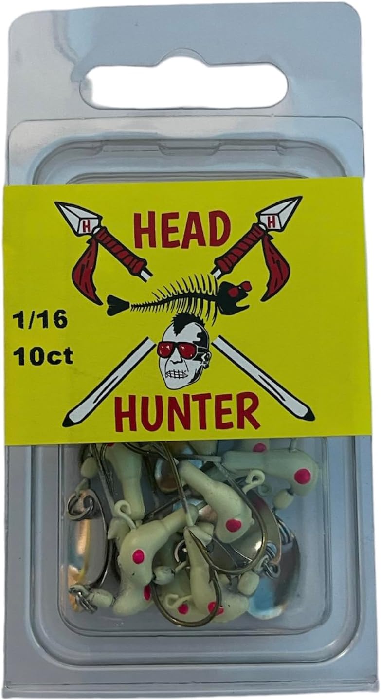 Head Hunter Horse Head jig Hooks with Spinner Blade~ 10 pk (White)