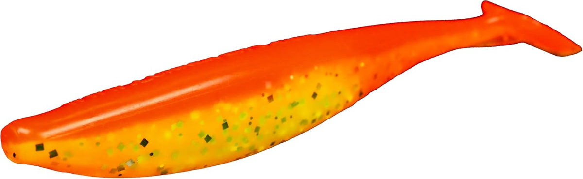Lunker City Fishing 5" SwimFish Swimbait with Tail Soft Plastic Bass Lure Swimming Action Swim Bait, 4 Per Bag, Made in The USA - 143 Atomic Chicken