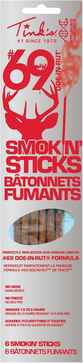 TINK'S Smokin’ Sticks Synthetic #69 Doe-in-Rut (6 Pack) | Long Lasting Estrous Doe Urine Hunting Lure | Hunting Accessory