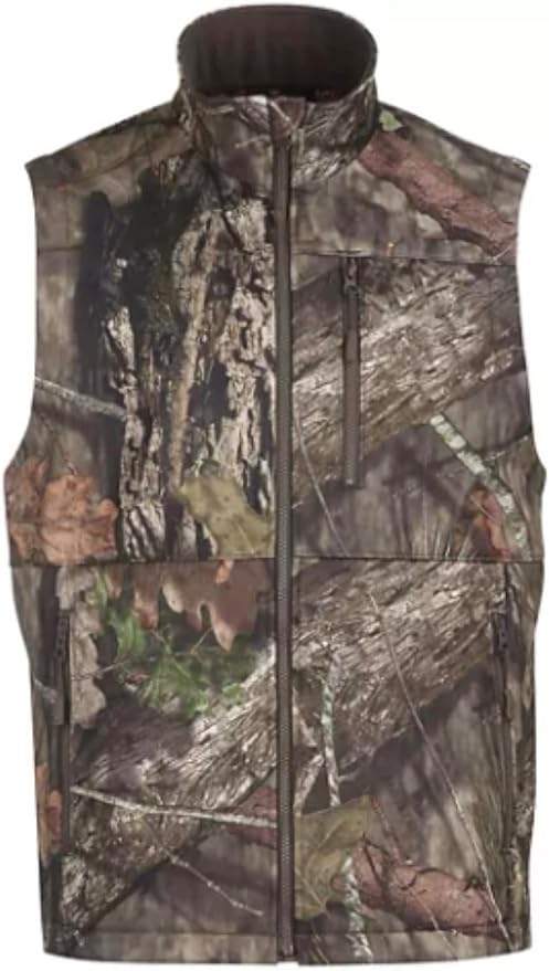 Men's Camo Hunting Vest, Full-Zip Sleeveless Jacket with Pockets, MossyCam ouflage ~ XL