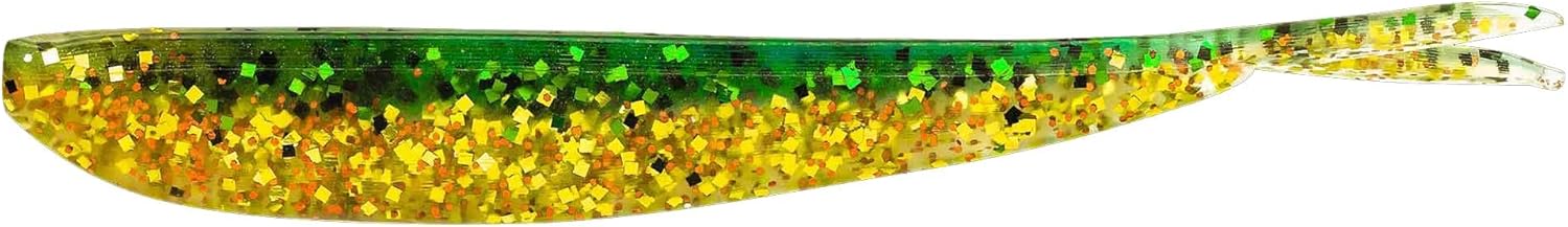 Lunker City Fishing Fin-S Fish 3.5" Split Tail Soft Plastic Jerk Bait Minnow Original Walleye and Bass Lure, 10 Per Bag, Made in The USA - Perch 61