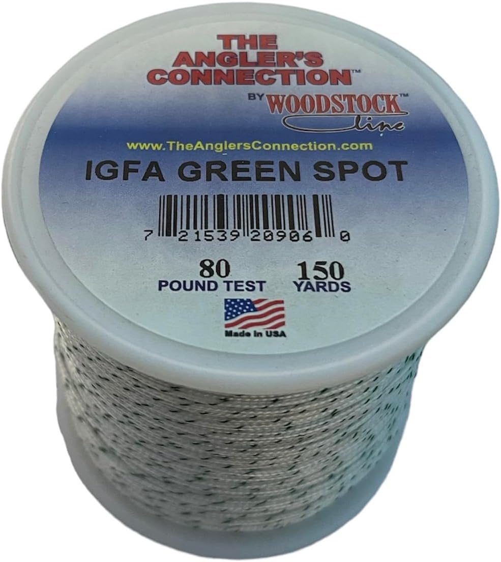 Woodstock Braided Dacron IGFA Fishing Line Green Spot 80lb-150yd