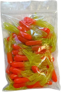 New 50 pk 1.5" Crappie Fishing Tube Jig Skirts Perch Bluegill Bream All-Purpose Freshwater Equipment Saltwater Lure Bait Kit (Orange/Chartreuse)