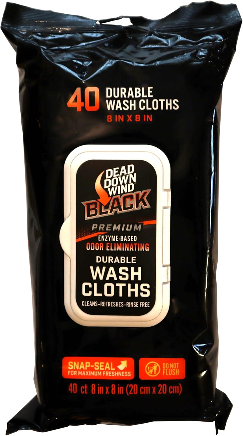 DEAD DOWN WIND Black Premium Unscented Wash Cloths - 40 Count