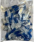 New 50 pk 1.5" Southern Crappie Pro Fishing Tube Jig Skirts Perch Bluegill Bream All-Purpose Freshwater Equipment Saltwater Lure Bait Kit Little Hustler (Blue/Clear)