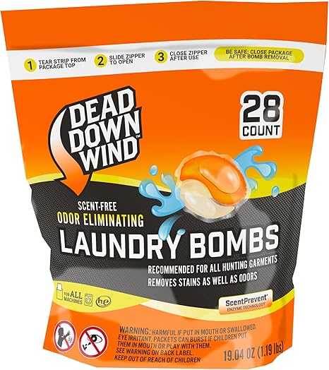 DEAD DOWN WIND Unscented Laundry Detergent Pods (28 Ct) - Scent Eliminating Detergent Pods for Clothing and Gear - Durable Hunting Scent Eliminators - Advanced Hunting Gear