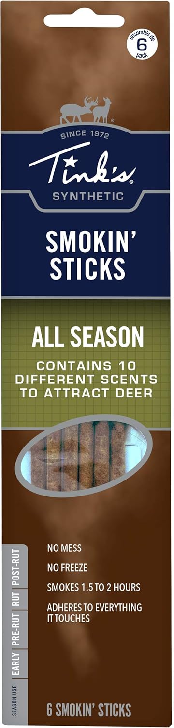 Tink's All-Season Smokin' Stick Deer Scent Kit (6 Pack) - Synthetic Smoke Sticks - Tink's Deer Scents and Attractants