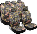 BDK Camo Car, Full Set – Realistic Green Forest Camouflage Automotive Front & Bench Back Seat Cover, Camoflauge Interior Protectors for Auto Truck Van & SUV