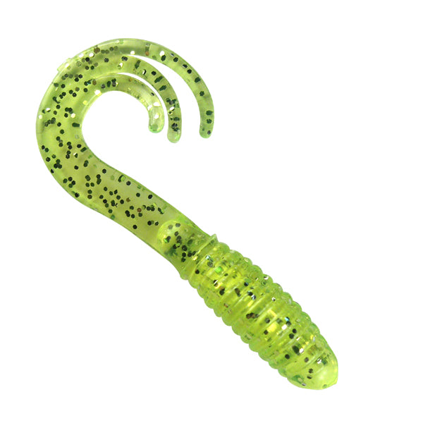 Generic 2"" Triple TIP GRUB Lure Soft Bait (25 Pack) (Chartreuse Sparkle)
