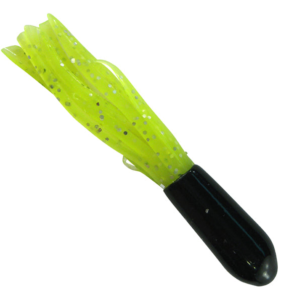 New 50 pk 1.5" Southern Crappie Pro Fishing Tube Jig Skirts Perch Bluegill Bream All-Purpose Freshwater Equipment Saltwater Lure Bait Kit Little Hustler (Black/Chart Sparkle)