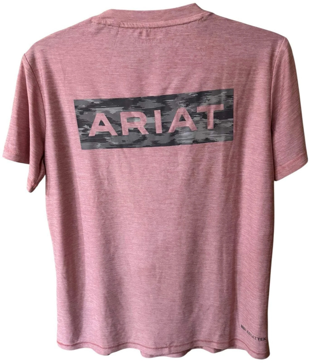 Ariat Tek Shirt Top Womens Size S Performance Crew Short Sleeve Laguna ~ Zephyr