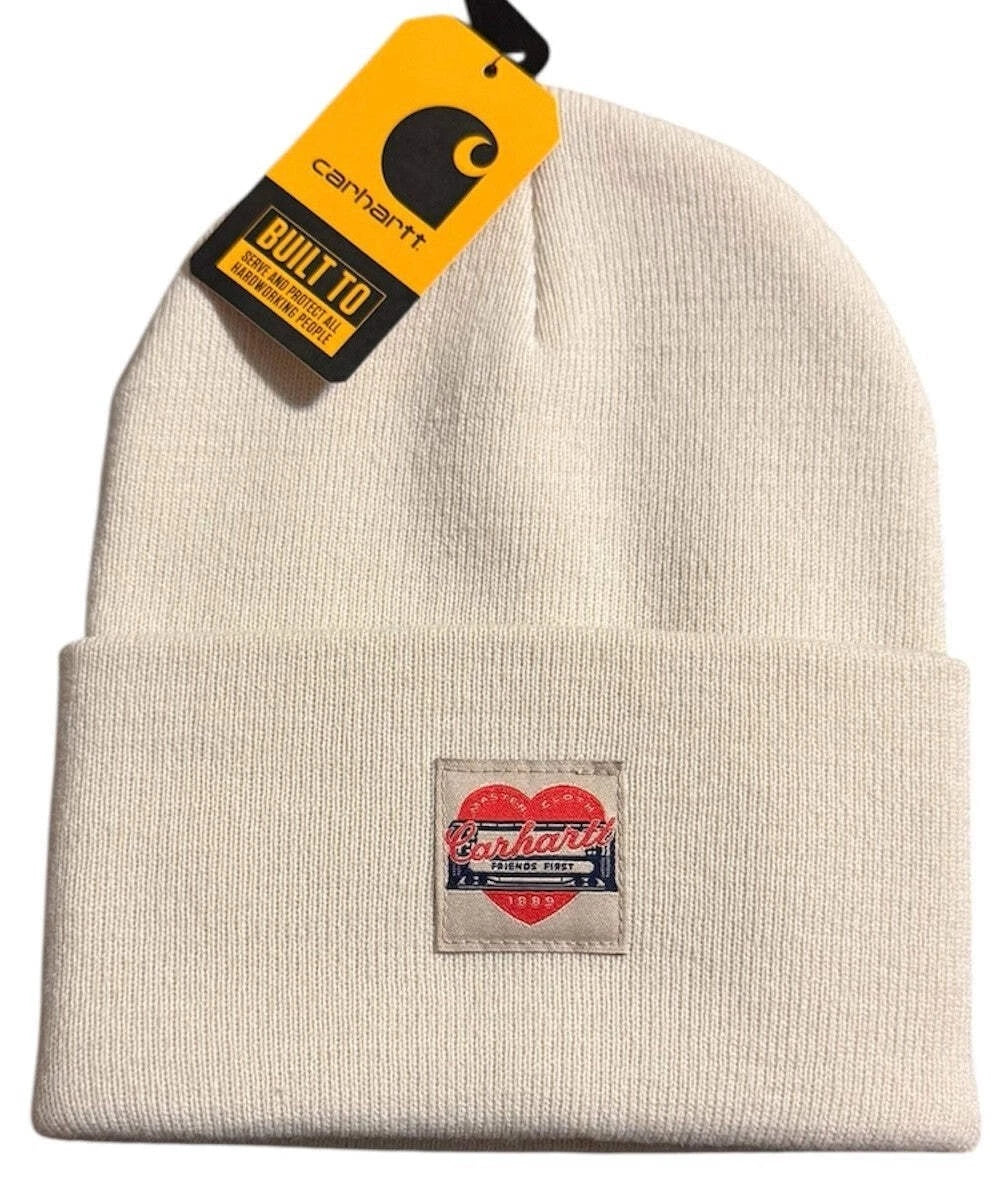 Carhartt Oat Milk Heart Patch Ladies Beanie ~ NEW ~ 107409 ~A16