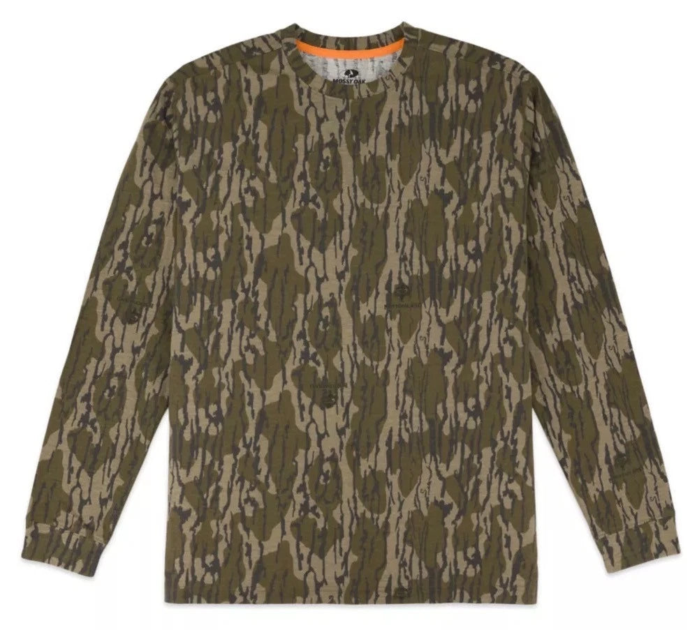 Mossy Men's Long Sleeve Camo Hunting Shirt, Crew Neck, Camouflage Pattern ~ Large